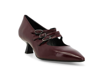 Melluso Décolleté Bordeaux in Vernice con Triplo Cinturino