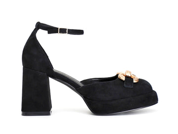 CafèNoir Décolleté Platform Cinturino Caviglia Tomaia Camoscio Nero C1LD5030-N001