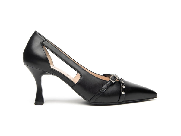 NeroGiardini Décolleté Donna in Pelle Nera con Borchie E615411DE-100