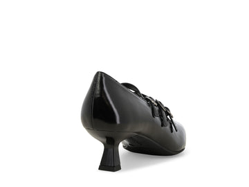 Melluso Black Patent Pump with Three Straps