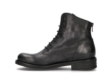 Felmini Combat Boots Laces Zipper Leather Upper