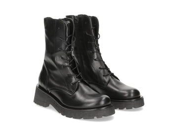Felmini Combat Boots Laces Zipper Leather Upper