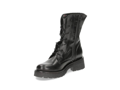 Felmini Combat Boots Laces Zipper Leather Upper