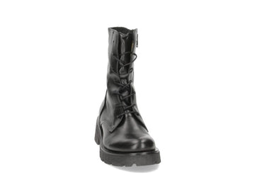 Felmini Combat Boots Laces Zipper Leather Upper