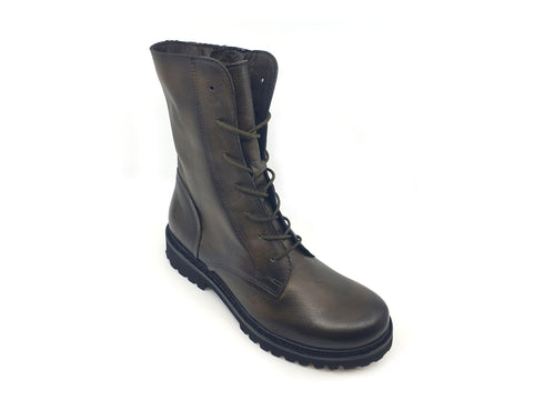 Felmini Boots Fall Winter Laces and Zip Leather Upper
