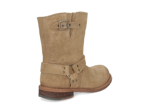Felmini Biker Boots Buckle Strap Suede Leather Upper