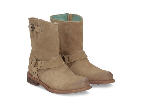 Felmini Biker Boots Buckle Strap Suede Leather Upper