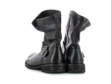 Felmini Women's Black Vintage Leather Biker Boots