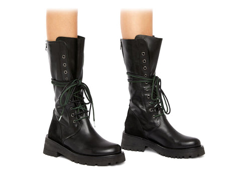Felmini Boots Lace with Back Zipper Leather Upper