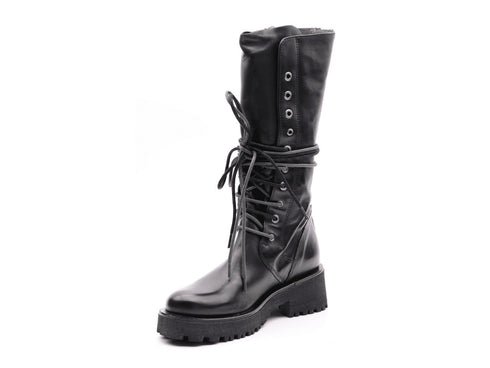 Felmini Boots Lace with Back Zipper Leather Upper