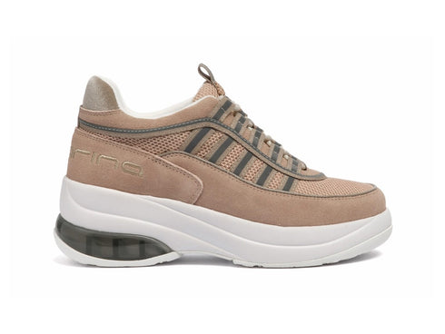 Fornarina Sneaker UP Taupe e Rosa Antico con Platform