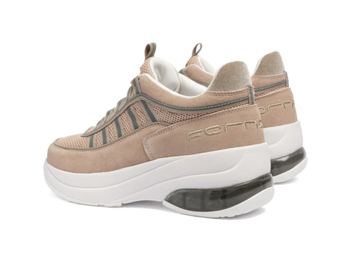 Fornarina Sneaker UP Taupe e Rosa Antico con Platform