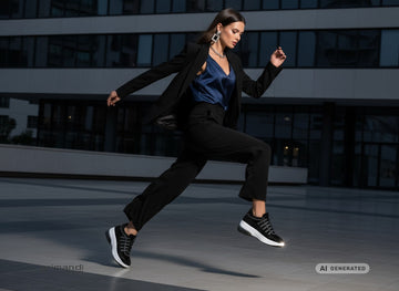 Fornarina Sneaker UP Nera con Strass e Platform A/I Outfit - AI-Generated Model