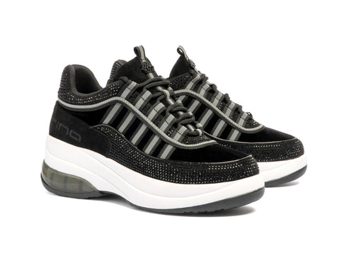 Fornarina Sneaker UP Nera con Strass e Platform A/I