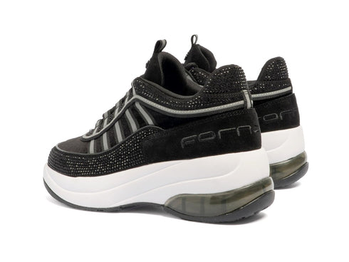 Fornarina Sneaker UP Nera con Strass e Platform A/I
