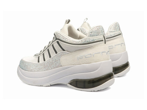 Fornarina Sneaker UP Bianca con Strass e Platform A/I