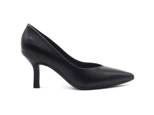 Francesco Milano DecoltĆØ in Pelle Nera con Scollo a V a08-03a