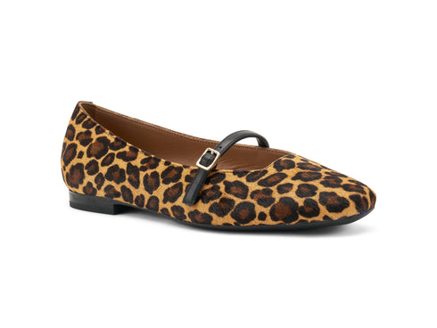 Frau Ballerinas Made in Italy Strap Upper Leopard Leather