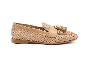 Frau Mocassini Casual Chic con Nappine Pelle Intrecciata Beige 95T6