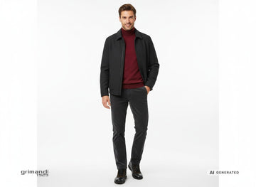 Frau Polacchino Uomo Comfort Bicolore in Pelle e Camoscio 27L8 Nero Outift Abbinamento - AI-Generated Model