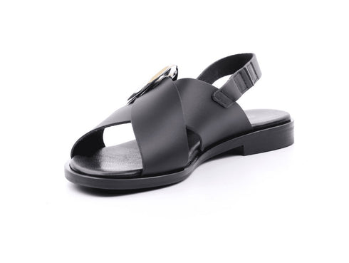 Frau Women's Flat Sandals Made in Italy in Leather with two Bands