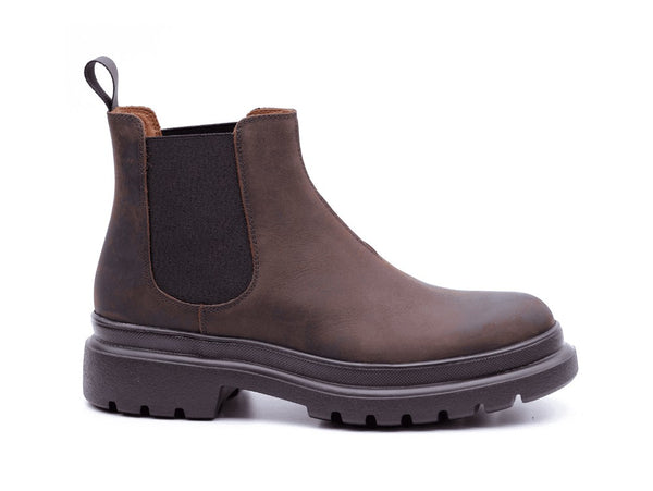 Frau Stivaletti Chelsea Uomo Invernali Carrarmato Tomaia Pelle Marrone 32L3