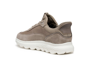 Geox Women's Spherica Plus Leather Sneaker in Taupe Beige