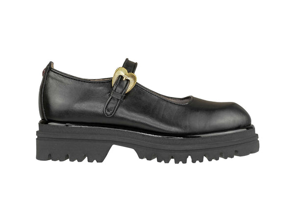 Gio+ MIA08 Scarpe Mary Jane Made in Italy Tomaia Pelle Nera