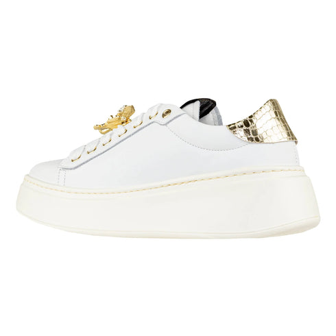 GIO+ Sneakers Donna Pelle con Dettagli Gold e Applicazioni Gioiello