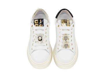 GIO+ Sneakers Donna Pelle con Dettagli Gold e Applicazioni Gioiello