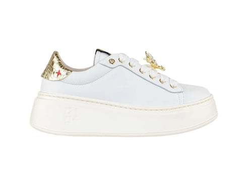 GIO+ Sneakers Donna Pelle con Dettagli Gold e Applicazioni Gioiello
