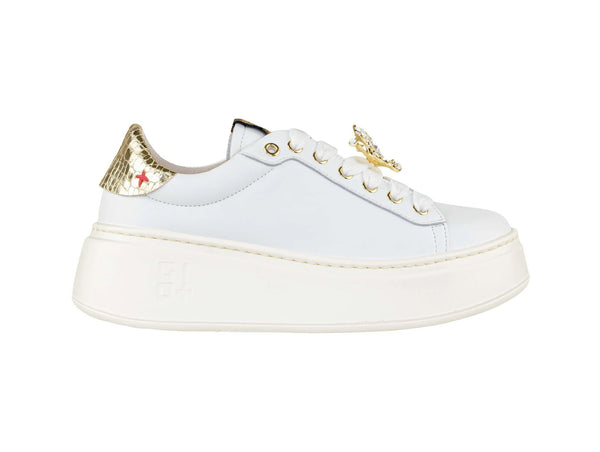 GIO+ Sneakers Donna Pelle con Dettagli Gold e Applicazioni Gioiello
