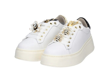 GIO+ Sneakers Donna Pelle con Dettagli Gold e Applicazioni Gioiello