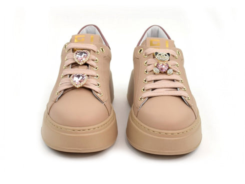 Gio+ Pia84 Sneakers Made in Italy Gioiello Orsetto Tomaia Pelle