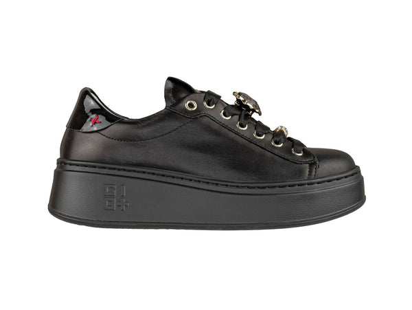 Gio+ PIA258 Sneakers Made in Italy Gioiello Cuore Tomaia Pelle Nera PIA258A