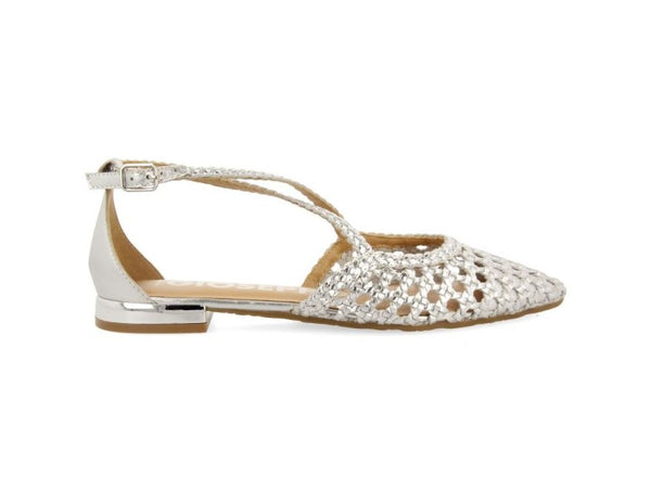 Gioseppo Ballerine Leskovic Tacco Basso in Pelle Intrecciata Argento 71180-argento