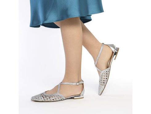 Gioseppo Leskovic Low Heel Ballerinas in Woven Leather