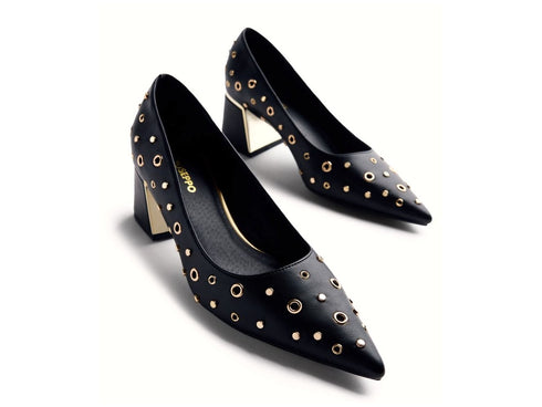 Gioseppo Hibbing Décolleté Nera con Borchie e Tacco a Blocco