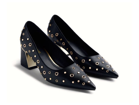 Gioseppo Hibbing Décolleté Nera con Borchie e Tacco a Blocco