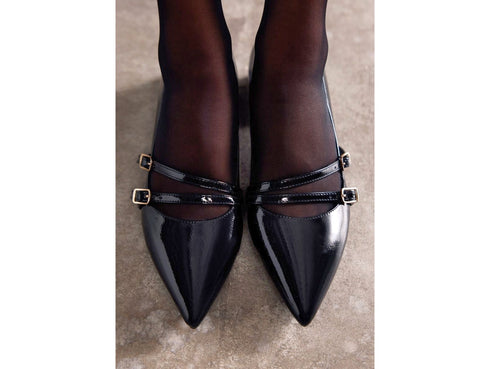 Gioseppo Mary Jane Lucan in Vernice Nera con Doppio Cinturino