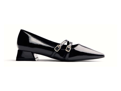 Gioseppo Mary Jane Lucan in Vernice Nera con Doppio Cinturino 76897
