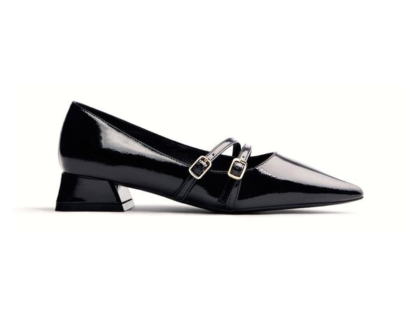 Gioseppo Mary Jane Lucan in Vernice Nera con Doppio Cinturino 76897