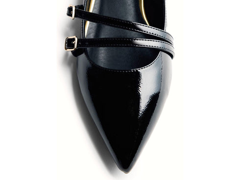 Gioseppo Mary Jane Lucan in Vernice Nera con Doppio Cinturino