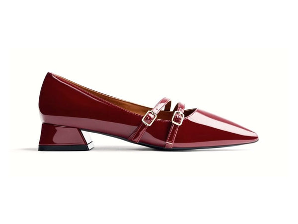 Gioseppo Mary Jane in Vernice Bordeaux con Doppio Cinturino 76897