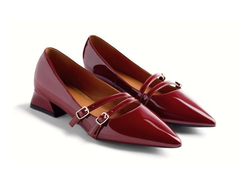 Gioseppo Mary Jane in Vernice Bordeaux con Doppio Cinturino