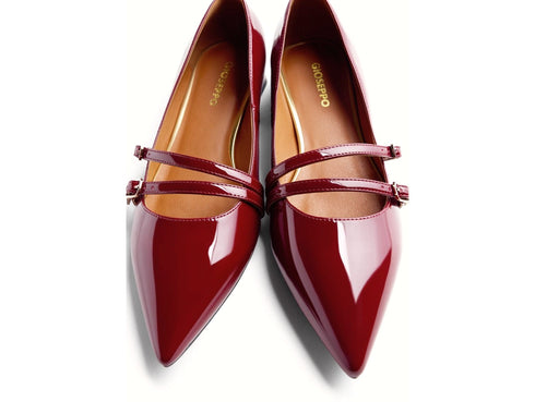 Gioseppo Mary Jane in Vernice Bordeaux con Doppio Cinturino