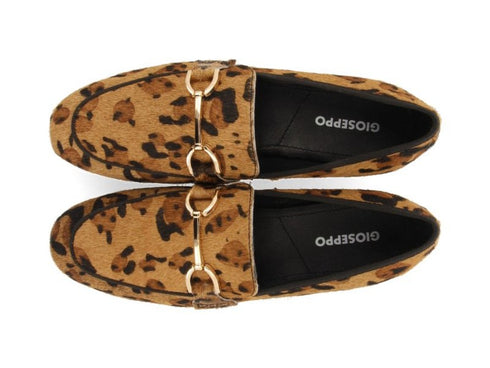 Gioseppo Dupree Loafers Low Heel Animalier Leather Upper