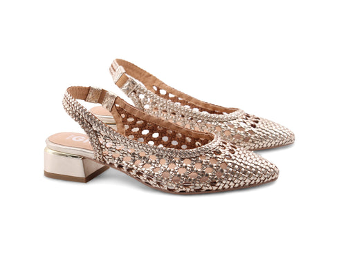 Gioseppo Slingback Piskove con Tacco Tomaia Pelle Intrecciata