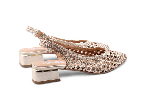 Gioseppo Slingback Piskove con Tacco Tomaia Pelle Intrecciata