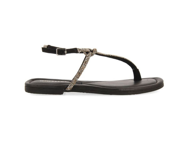 Gioseppo Burnt Sandali Infradito Microstrass Tacco Basso Neri 72149